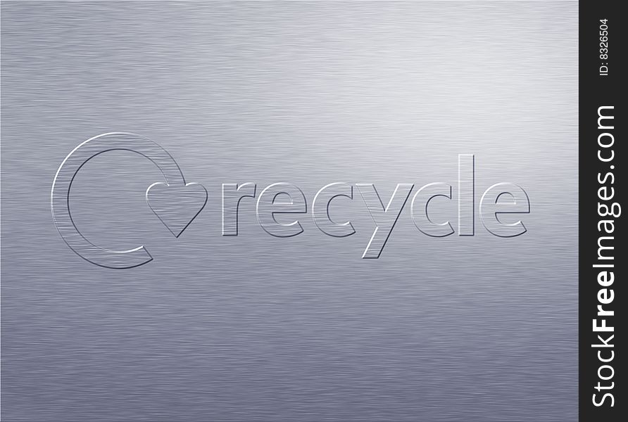 Recycle logo embossed on a metal sheet. Recycle logo embossed on a metal sheet