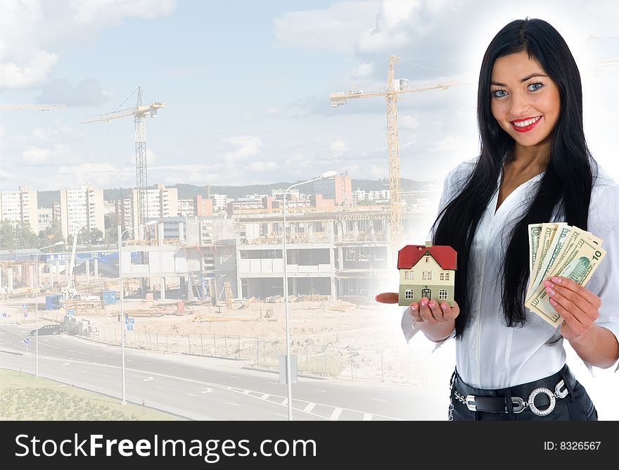 Business woman working on isolated background. Business woman working on isolated background