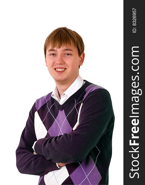 Young Businessmann in front of the white background