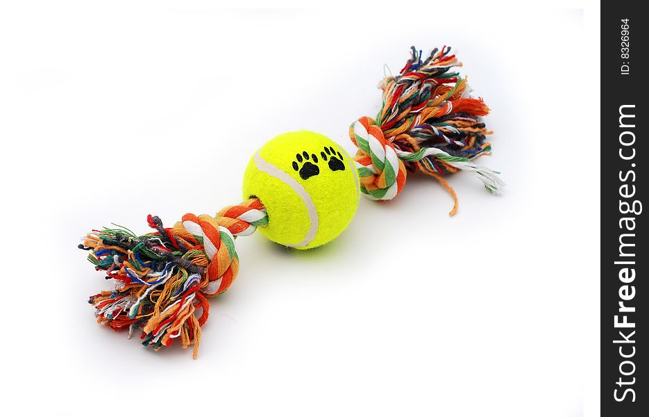 Colourful toy for dog with tennis ball