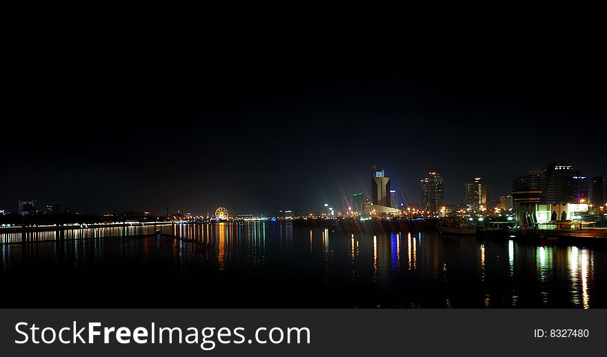 Dubai creek. Night view.