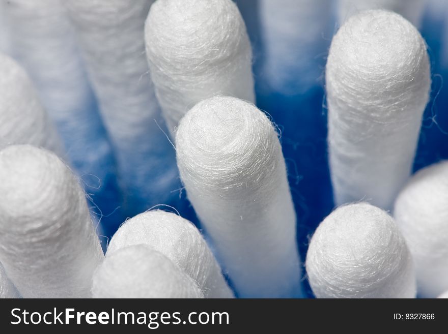 Macro shot of cotton buds showing finely woven fibres