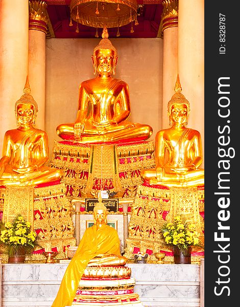 à¸ºBuddha images in Buddhist church, Aytthaya province, Thailand. à¸ºBuddha images in Buddhist church, Aytthaya province, Thailand.