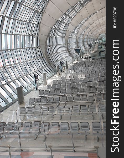 Futuristic modern abandoned gate in Bangkok airport. Futuristic modern abandoned gate in Bangkok airport