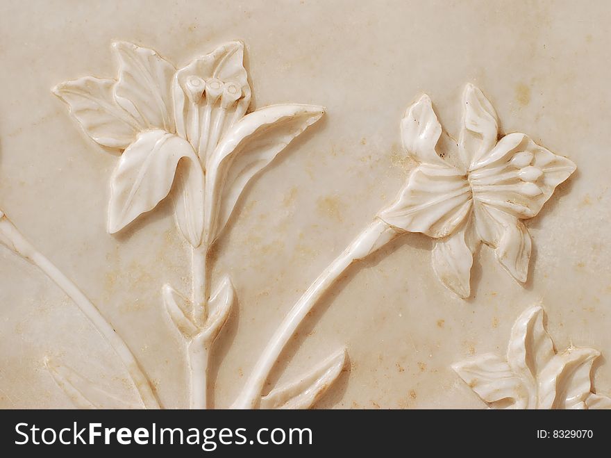 Fine Flower Sculpture on the marble wall