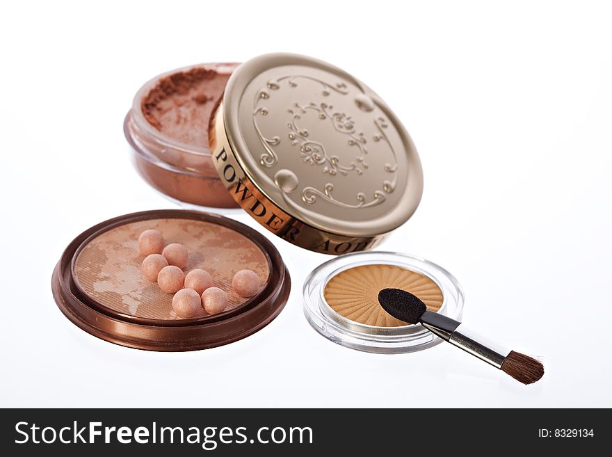 Still life with cosmetics on the white background