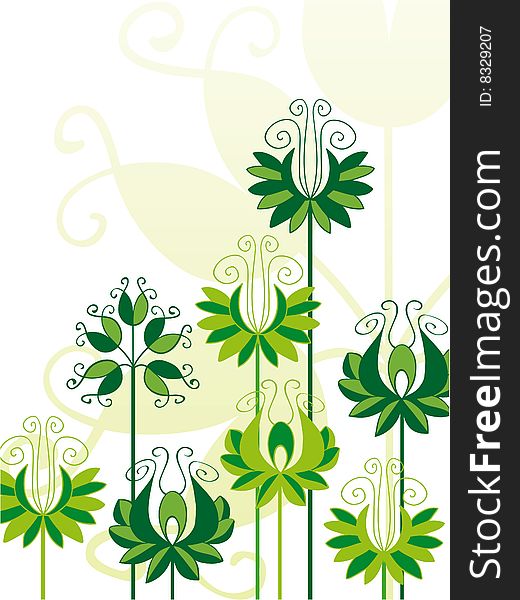 Ornate Green Flower Background