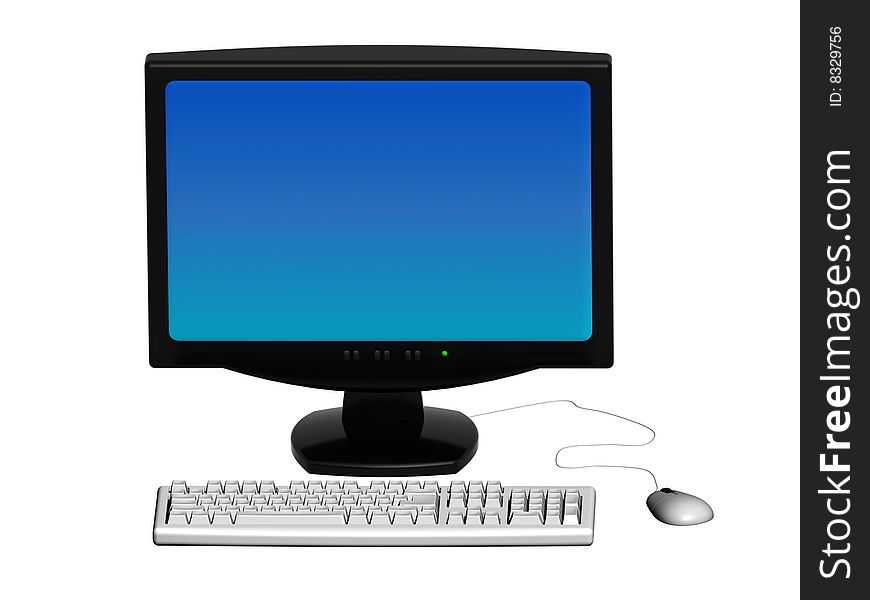 Computer lcd monitor with keyboard and mouse