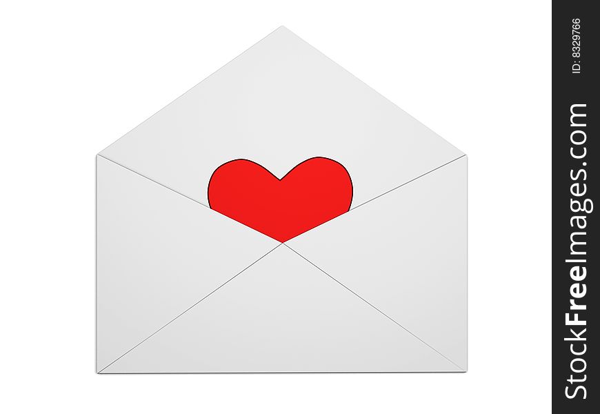 3d opened envelope with red heart symbol