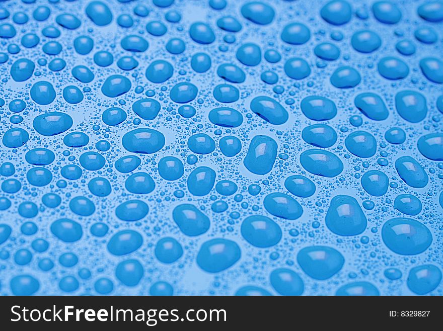 Beautiful blue drops of water