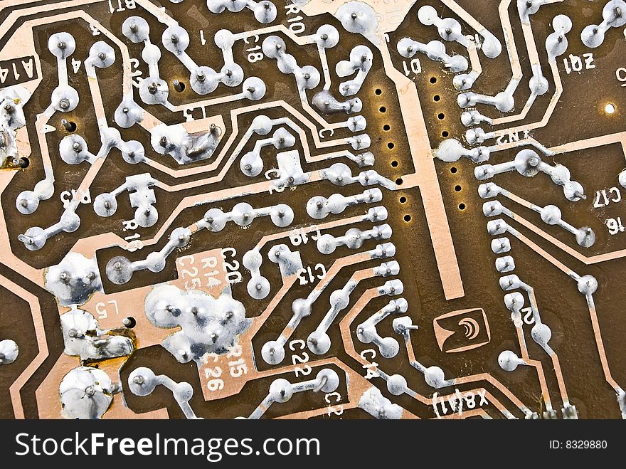 Old electronic circuit plate background