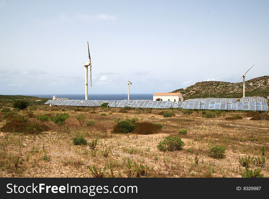 Mediterranean landscape with a wind farm