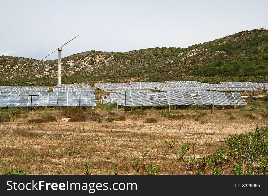 Mediterranean landscape with a wind farm