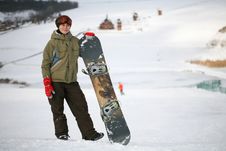 Young Adult Female Snowboarder Stock Photography
