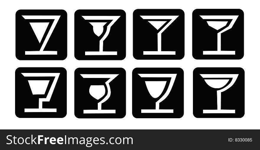Illustration of 8 stylish cocktail design. Illustration of 8 stylish cocktail design