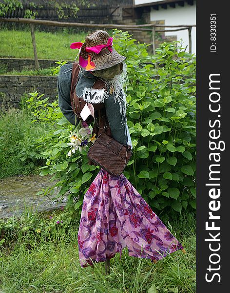 Scarecrow for the birds. Parody