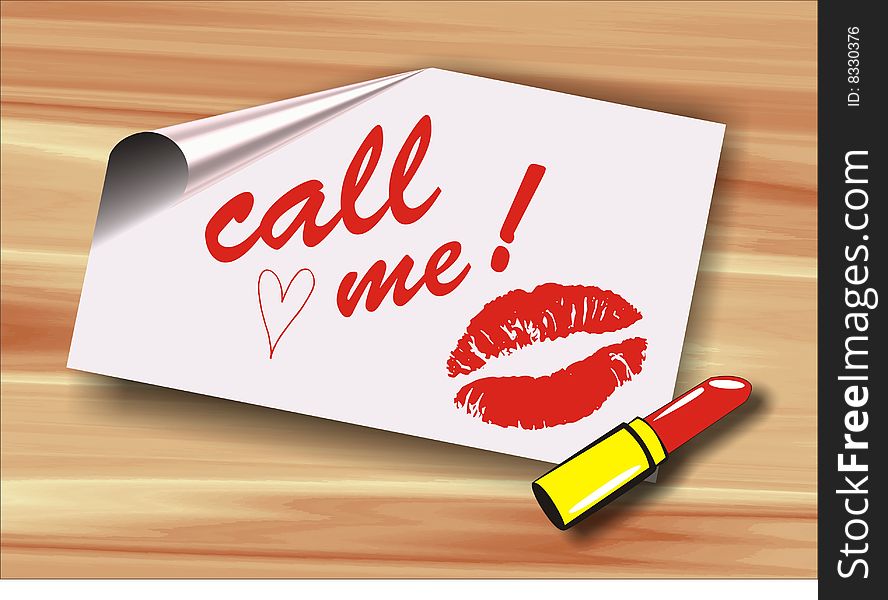 Love card message lipstick kiss call