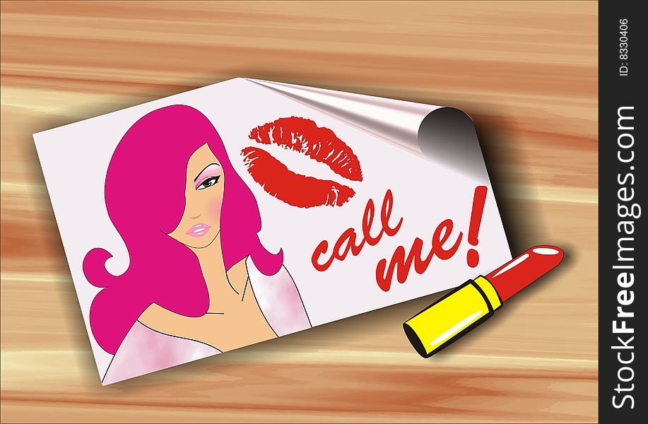 Love card message lipstick kiss call