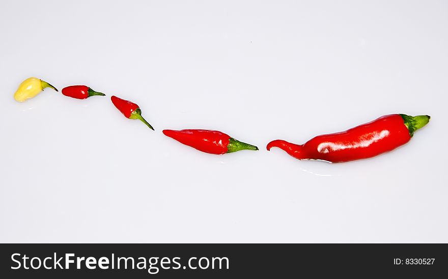 Composition of yellow and red chili peppers