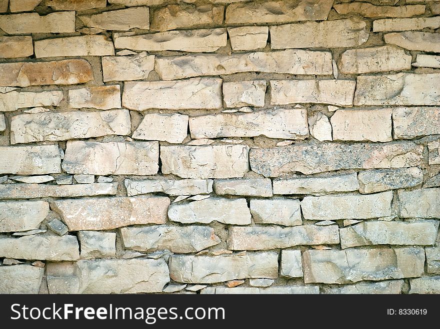 Human made rock wall from limestone