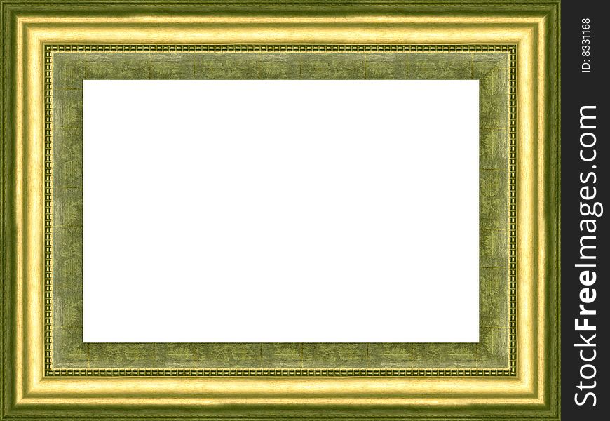 A picture gold frame on a white