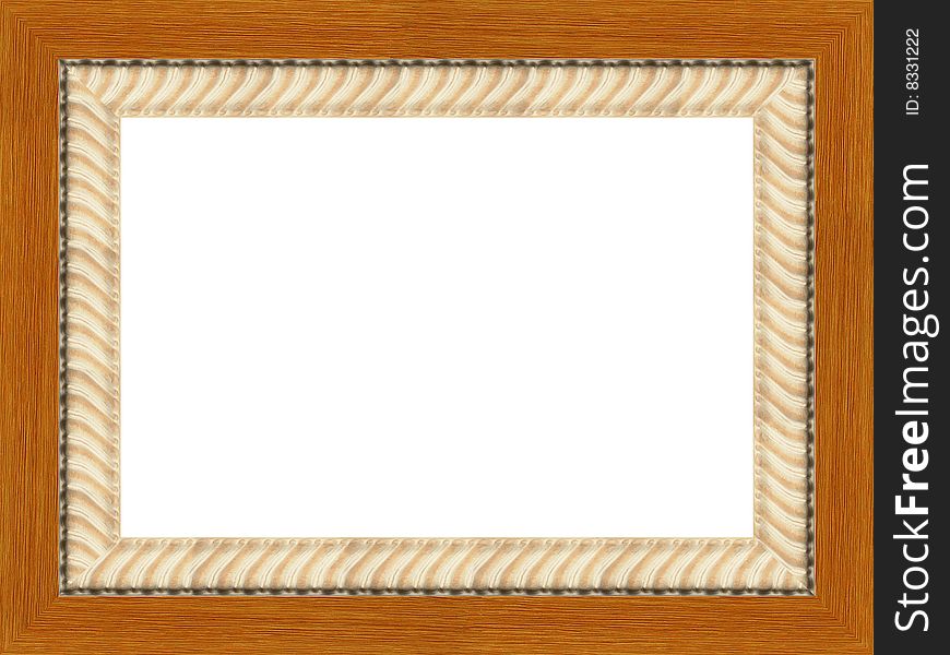 A picture gold frame on a white