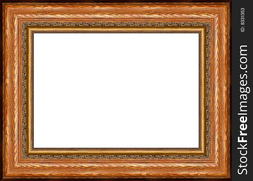 A picture gold frame on a white