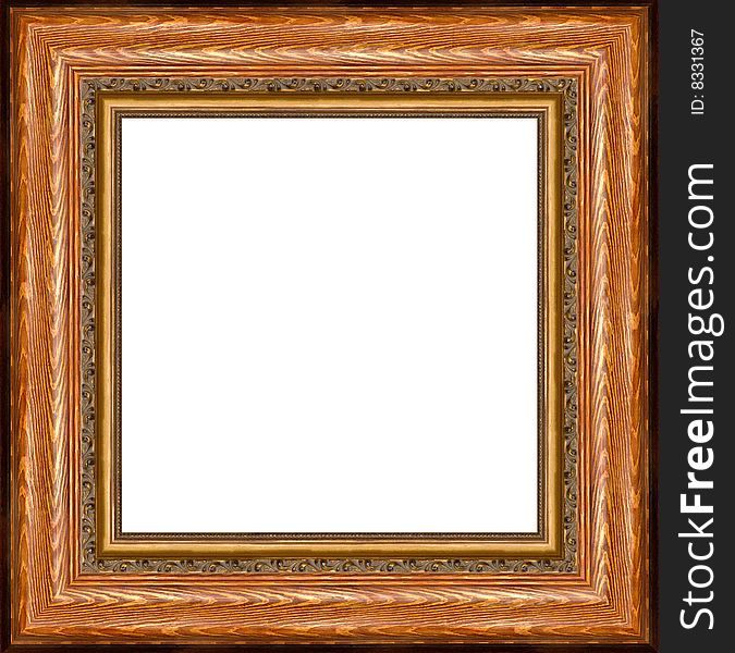 A picture gold frame on a white