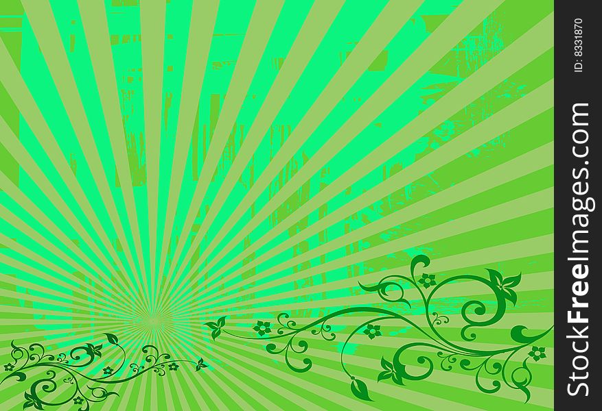 Stock photo: an image of green abstract background with rays