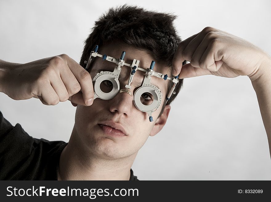 Portrait of an optometrist in exam. Portrait of an optometrist in exam