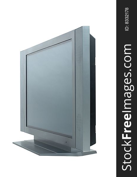 Early-model plasma tv over white background