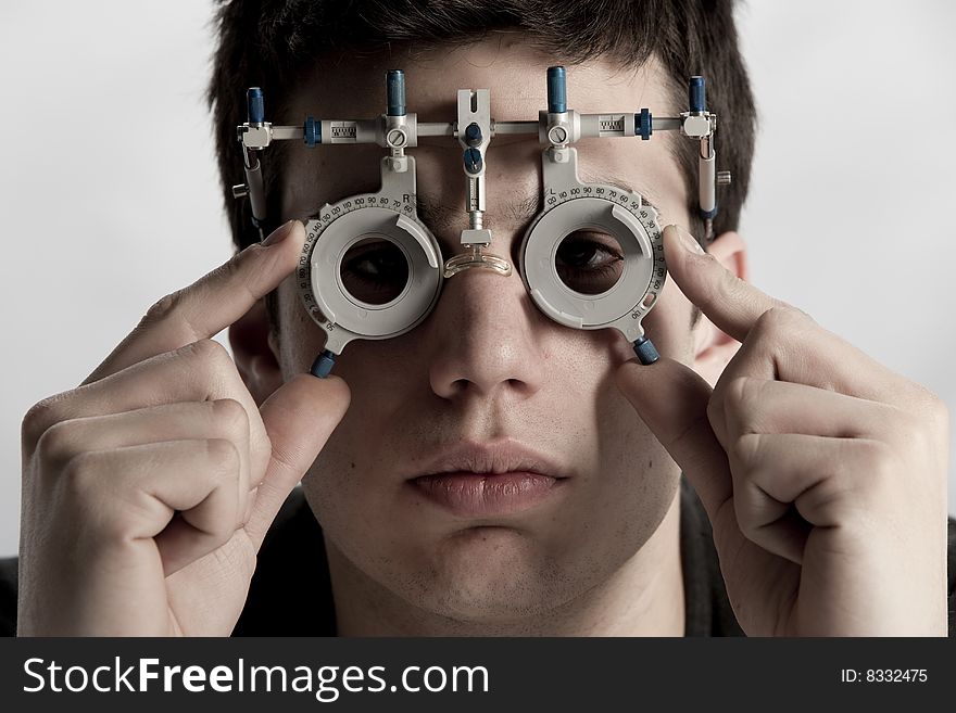 Portrait of an optometrist in exam. Portrait of an optometrist in exam