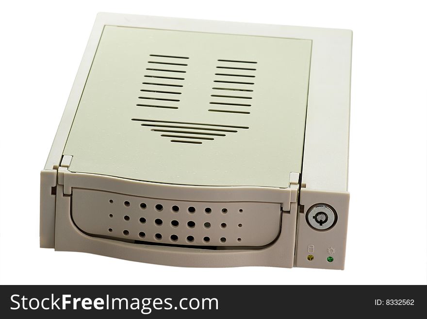 Removable hard disk chassis on white background