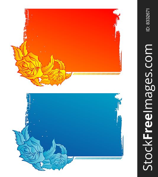 Banner with two flowers in two color options. Organized layers. Banner with two flowers in two color options. Organized layers.