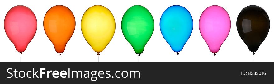 Collection of varicolored balloons isolated on white background. Collection of varicolored balloons isolated on white background.