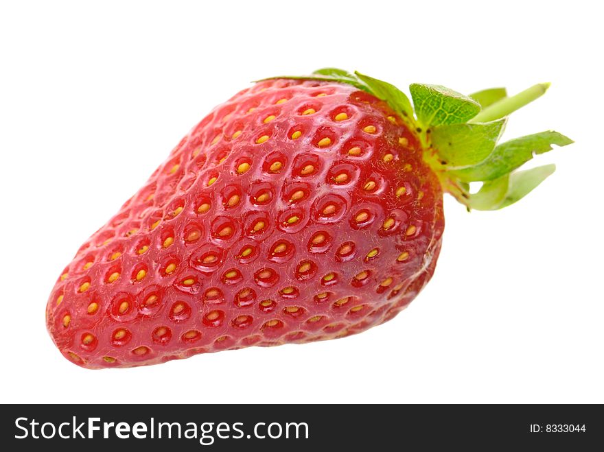 One delicious strawberry isolated on white background.