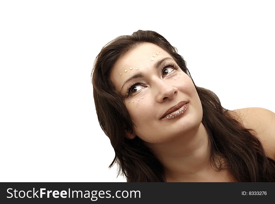 Natural beauty - portrait of pretty brunette with makeup