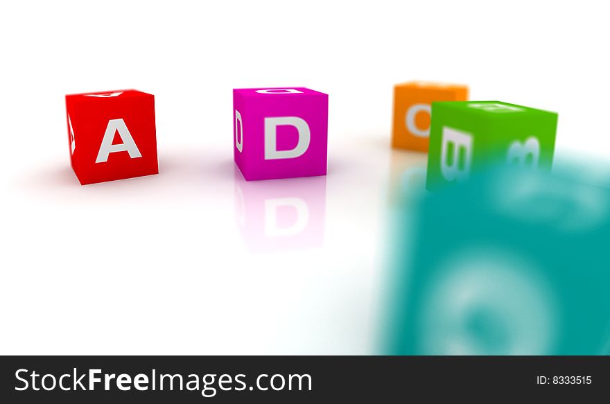 Alphabetical toys in cube shape - shallow focus
