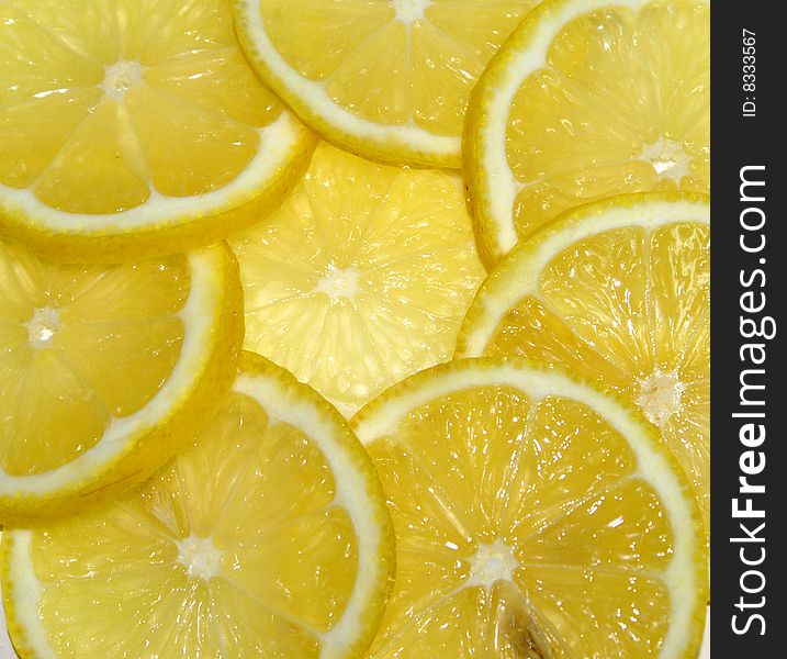 Yellow, delicious, cut on lobules lemon