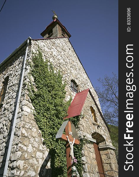 Catholic church of a Hungarian village, Bukkszentlaszlo, Central Europe. Catholic church of a Hungarian village, Bukkszentlaszlo, Central Europe