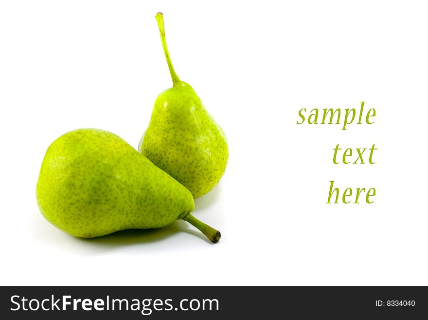 Two fresh pears isolated on white background
