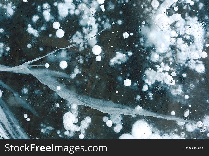 Crushed ice surface with bubbles