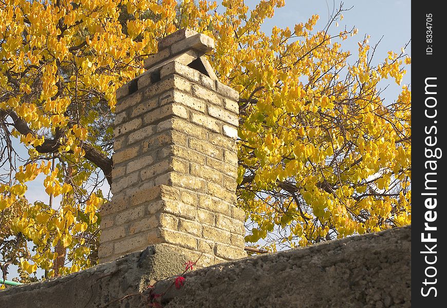 Flue on an brick wall