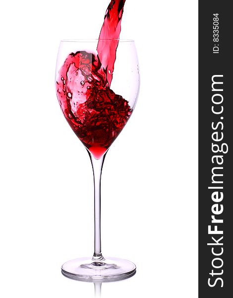 Wine glass with stream and splash
