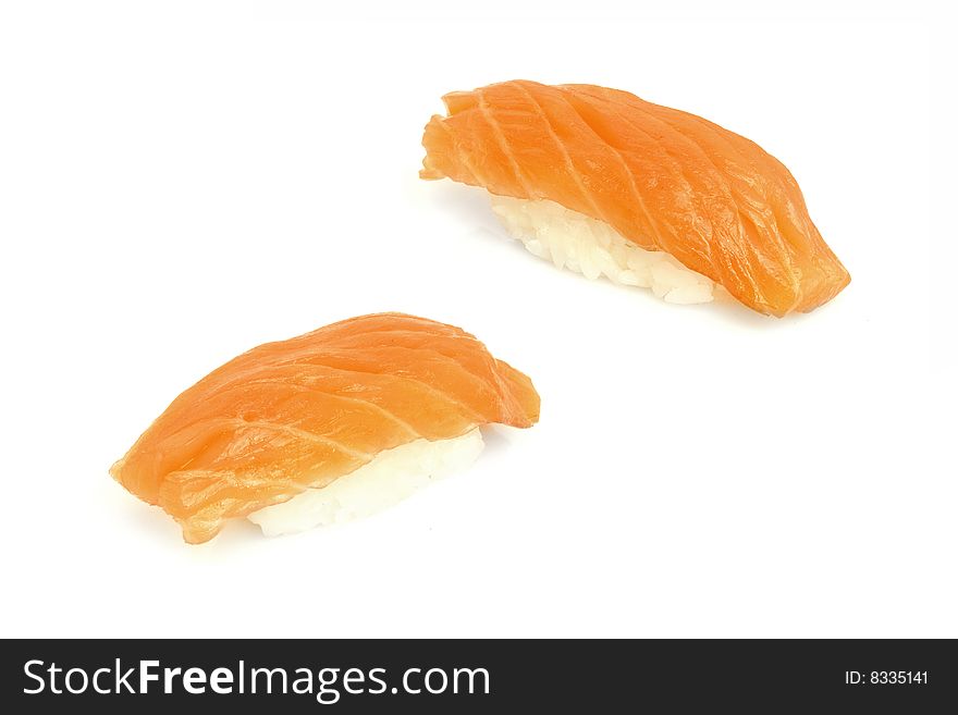 Sushi are isolated on the white background
