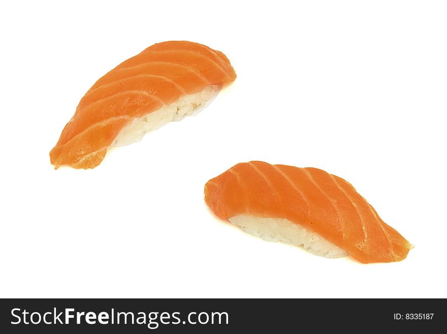Sushi are isolated on the white background