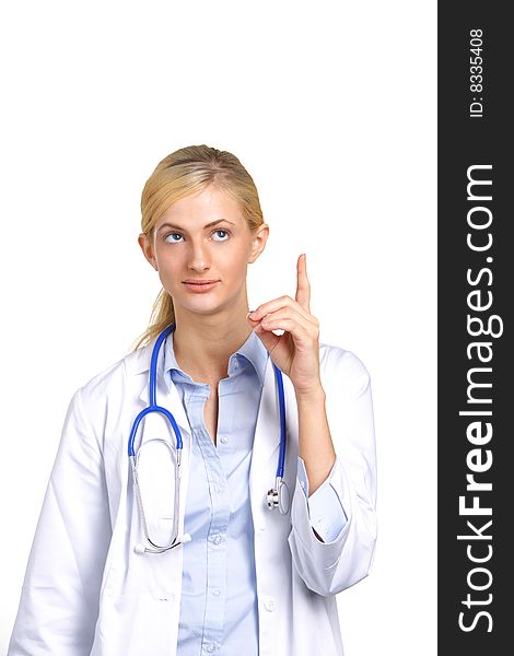 Woman Doctor Pointing