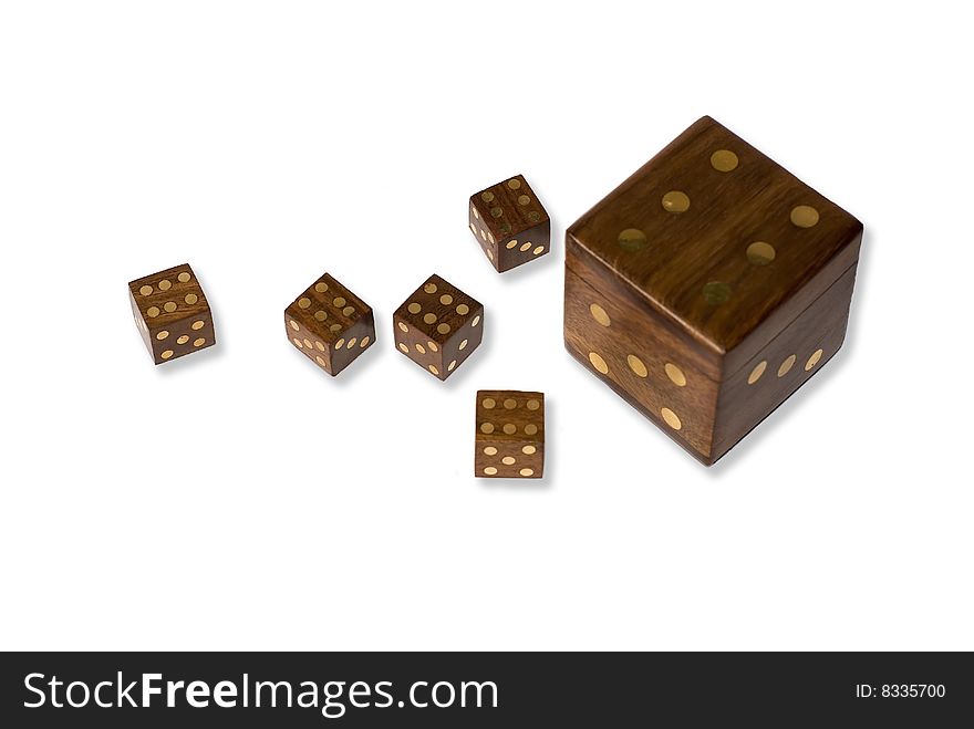 Wooden dices with wooden box