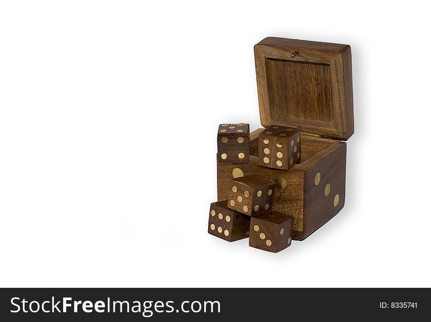 Wooden dices with wooden box