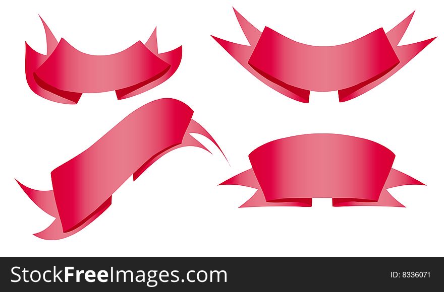 Four red banners,vector clipart